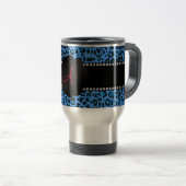 Monogram blauw luipspatroon reisbeker (Voorkant rechts)