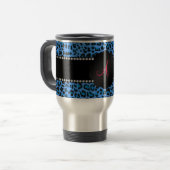Monogram blauw luipspatroon reisbeker (Voorkant links)