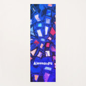 Monogram blauw marine abstract kleurrijk helder ve yogamat (Voorkant)