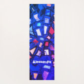 Monogram blauw marine abstract kleurrijk helder ve yogamat (Achterkant)