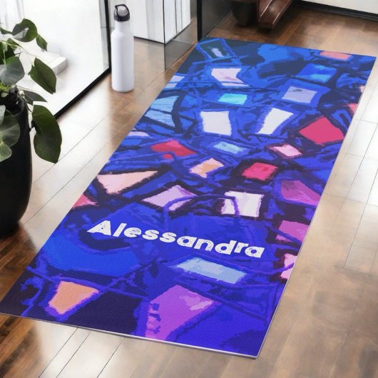 Monogram blauw marine abstract kleurrijk helder ve yogamat