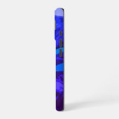 Monogram blauw marine indigo abstract kleurrijk fe iPhone 16 hoesje (Linkerkant)