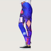 Monogram blauw marine paarse kleurrijke girly tren leggings (Links)