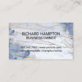 Monogram | Blauw marmeren achtergrond Visitekaartje (Achterkant)