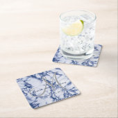 Monogram blauw marmerontwerp kartonnen onderzetters (Insitu)