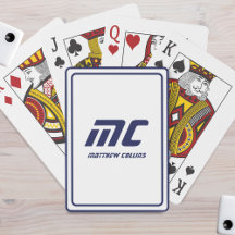 Monogram Blauw Minimalistische Naam Modern Text Ma