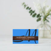 Monogram blauw Modern Leder Kijk Visitekaartje (Staand voorkant)