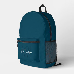 Monogram Blauw Modern Minimalistisch Bedrukte Rugzak
