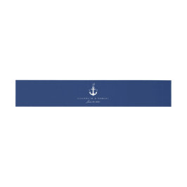 Monogram Blauw Nautisch Anker Elegant Belly Bands Uitnodigingen Wikkel