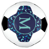 Monogram Blauw Nieuwe Maan Patroon Voetbal (Gedraaid)