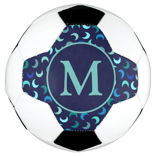 Monogram Blauw Nieuwe Maan Patroon Voetbal (Voorkant)