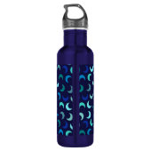 Monogram Blauw Nieuwe Maan Patroon Waterfles (Achterkant)