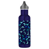 Monogram Blauw Nieuwe Maan Patroon Waterfles (Links)