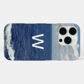 Monogram Blauw Oceaan Fluffy Wolken Case-Mate iPhone Case (Achterkant (horizontaal))