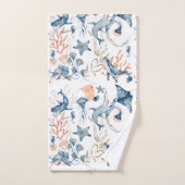 Monogram blauw Ocean Pattern Bad Handdoek (Handdoek)