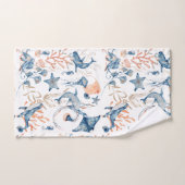 Monogram blauw Ocean Pattern Bad Handdoek (Handdoek)