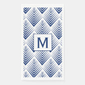 Monogram blauw op witte ventilatoren Art Deco Servet (Voorkant)