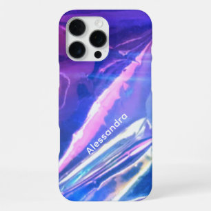 Monogram blauw opalescent paarse streep iriserend  iPhone 16 pro max hoesje