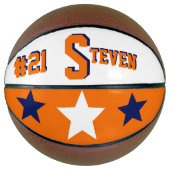 Monogram Blauw, Oranje, en Wit Basketbal (Voorkant)