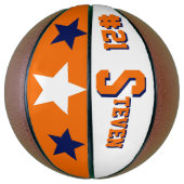 Monogram Blauw, Oranje, en Wit Basketbal (Verticaal)