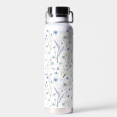 Monogram Blauw Paars Mooie Wilde Bloem Bloemstuk Waterfles (Achterkant)