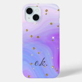 Monogram Blauw Paars Roze Draaikolk Gouden Glitter Case-Mate iPhone Case (Achterkant)