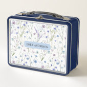 Monogram Blauw Paars Wilde Bloem Bloemmotief (Voorkant)