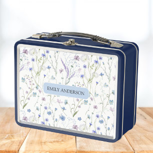 Monogram Blauw Paars Wilde Bloem Bloemmotief