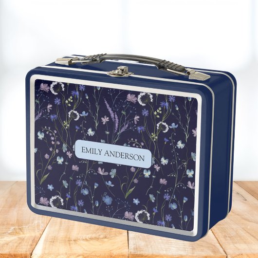 Monogram Blauw Paars Wildflower Bloemmotief