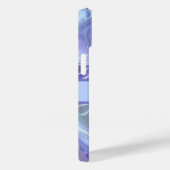 Monogram Blauw Paars Zilver Glitter Agate Marmer Case-Mate iPhone Case (Achterkant / Rechts)