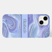Monogram Blauw Paars Zilver Glitter Agate Marmer Case-Mate iPhone Case (Achterkant (horizontaal))