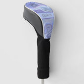 Monogram Blauw Paars Zilver Glitter Agate Marmer  Golfheadcover (Schuin)