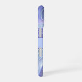 Monogram Blauw Paars Zilver Glitter Agate Marmer   iPhone 16 Hoesje (Rechterkant)