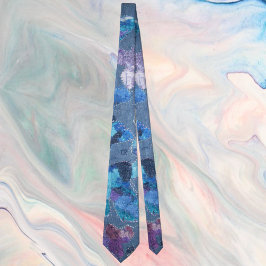 Monogram blauw paarse blauwgroen marine patroon de stropdas