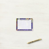 Monogram Blauw Paarse Druivenranken Post-it® Notes (Op bureau)