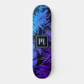 Monogram blauw paarse ombre blad cool trendy moder persoonlijk skateboard (Voorkant)