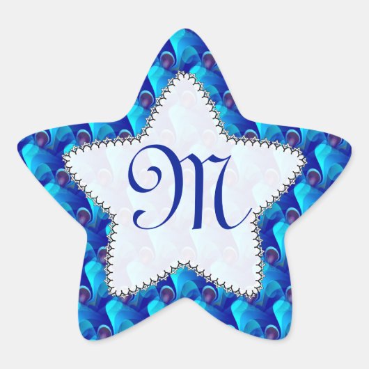 Monogram Blauw Paarse Ster Sticker (Voorkant)