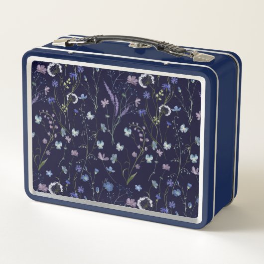 Monogram Blauw Paarse Wildflower Bloempatroon (Achterkant)