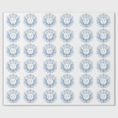 Monogram blauw Patroon Cadeaupapier (Vlak)