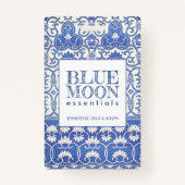 Monogram Blauw Patroon Essentiële Oliën Zepen Gift Badge (Voorkant)