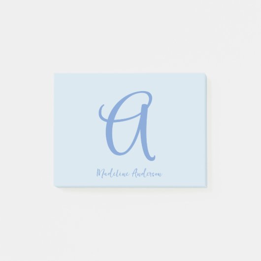 Monogram blauw post-it® notes (Voorkant)