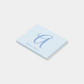 Monogram blauw post-it® notes (Schuin)