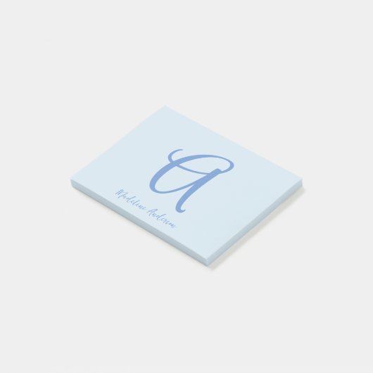 Monogram blauw post-it® notes (Schuin)