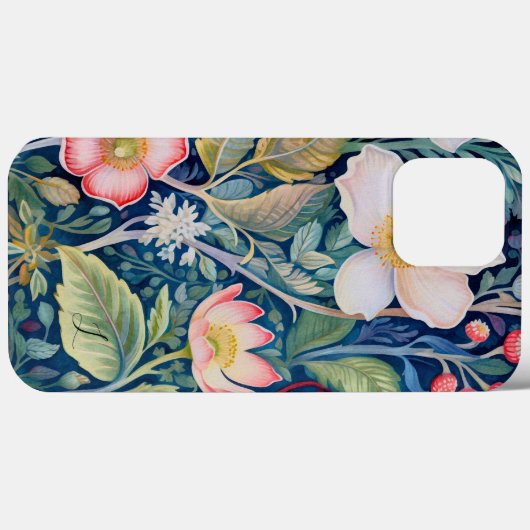 Monogram Blauw, Rood en Roze Bloemengroen Case-Mate iPhone Case (Achterkant (horizontaal))