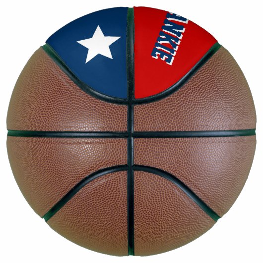 Monogram blauw, rood, grijs basketbal (Rechts)