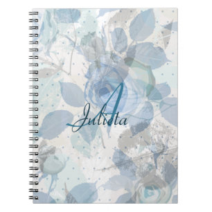 Monogram blauw Roos Notitieboek