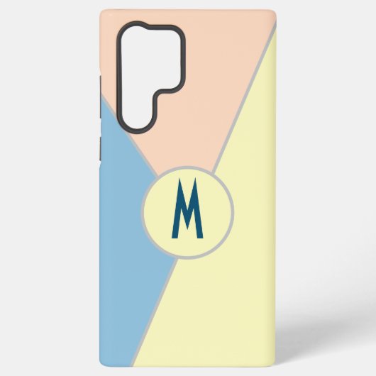 Monogram Blauw roze geel pastel Kleurenblok Samsung Galaxy Hoesje (Achterkant)