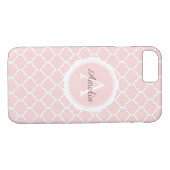 Monogram blauw roze geometrisch Case-Mate iPhone case (Achterkant (Horizontaal))