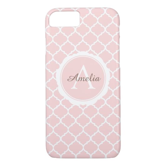 Monogram blauw roze geometrisch Case-Mate iPhone case (Achterkant)