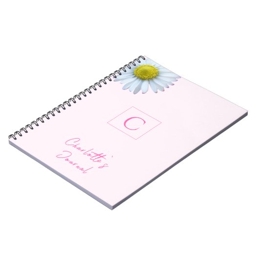 Monogram blauw roze notitieboek (Linkerzijde)